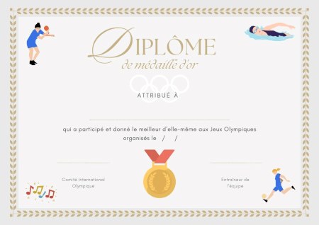 diplôme olympiades anniversaire fille 8 ans