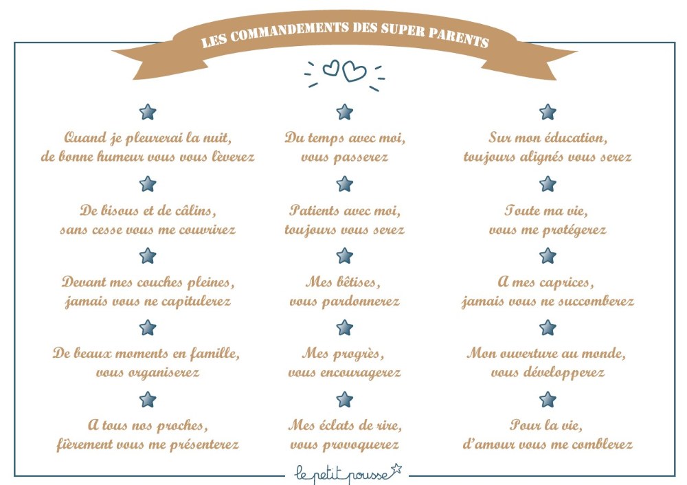 10 commandements parents cadeau jeunes parents