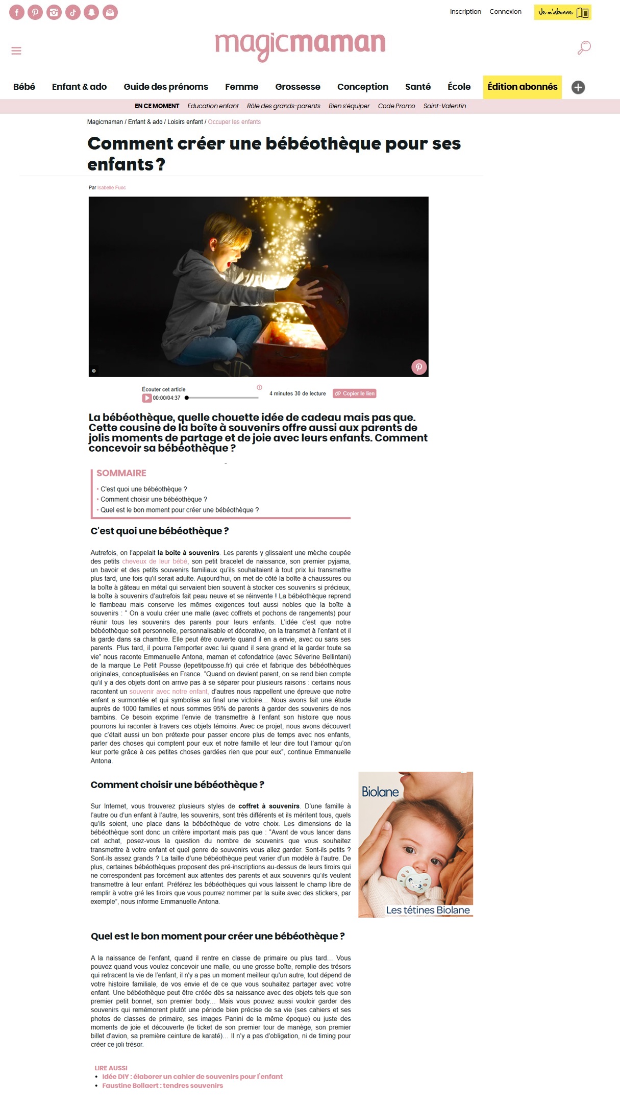 La bébéothèque Le petit pousse recommandée par le magazine Magicmaman