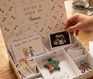 cadeau fête des pères jeune papa boite souvenirs