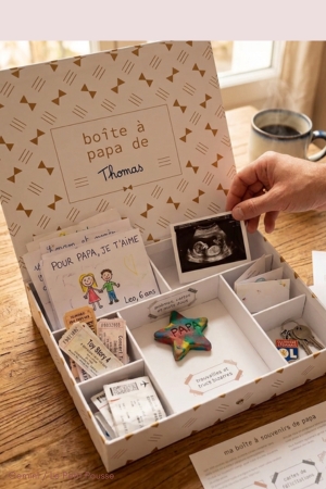 cadeau fête des pères jeune papa boite souvenirs