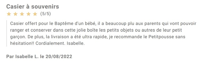 avis casier à souvenirs cadeau bébé baptême