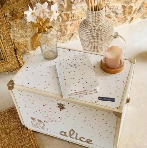 cadeau utile pour bébé fille protège carnet de santé et malle à souvenirs